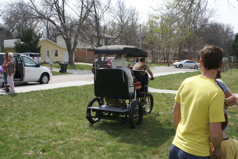 ECCO's famous Easter Bunny takes a ride in the ECCO buggy bike, ECCO Easter Egg Hunt 2014